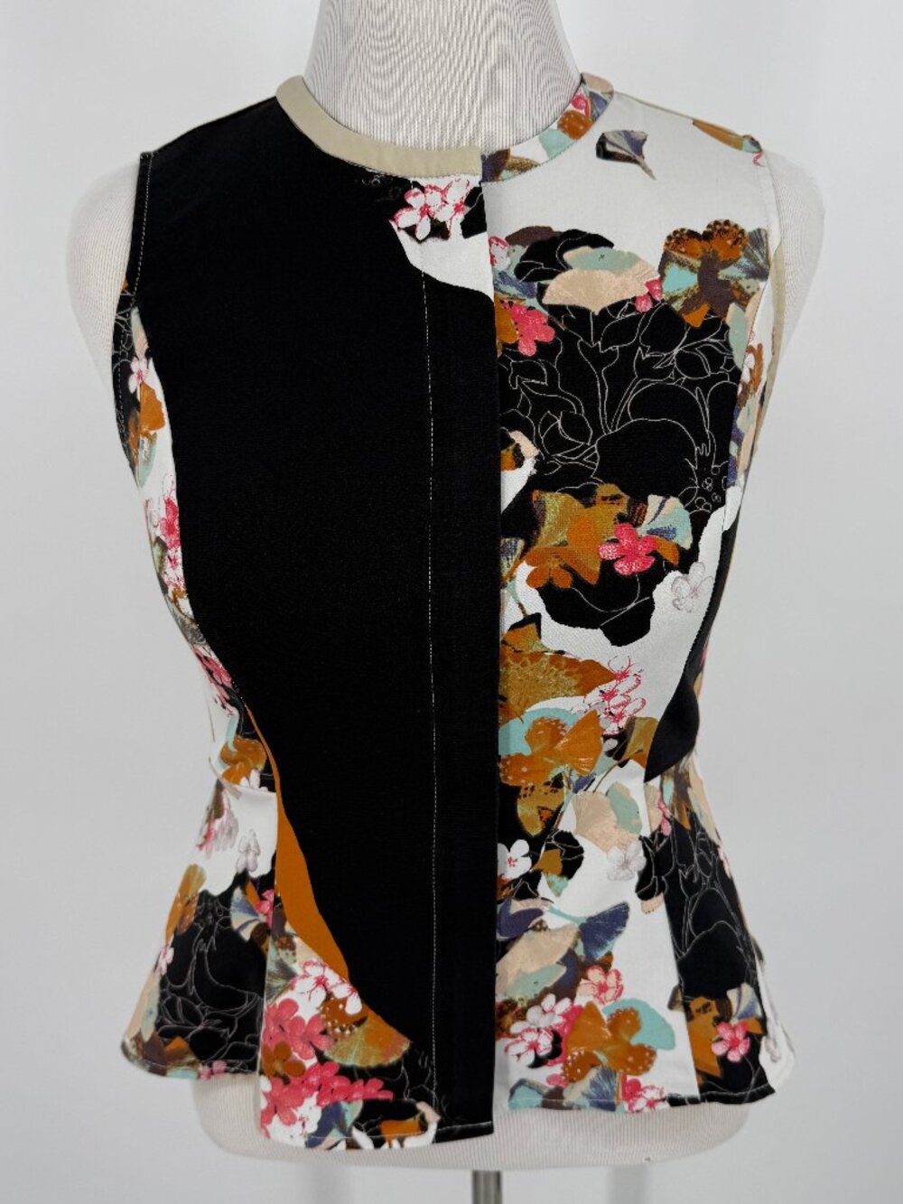 3.1 Phillip Lim x Target Floral Colorblock Peplum Top M